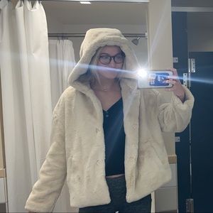 Zara Basic fuzzy coat, NEW W/ TAGS